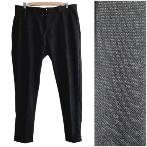 ZARA Slim Fit Cuffed Modern Dress Pants Trousers Gray Men's Sz 34 - Picture 1 of 15